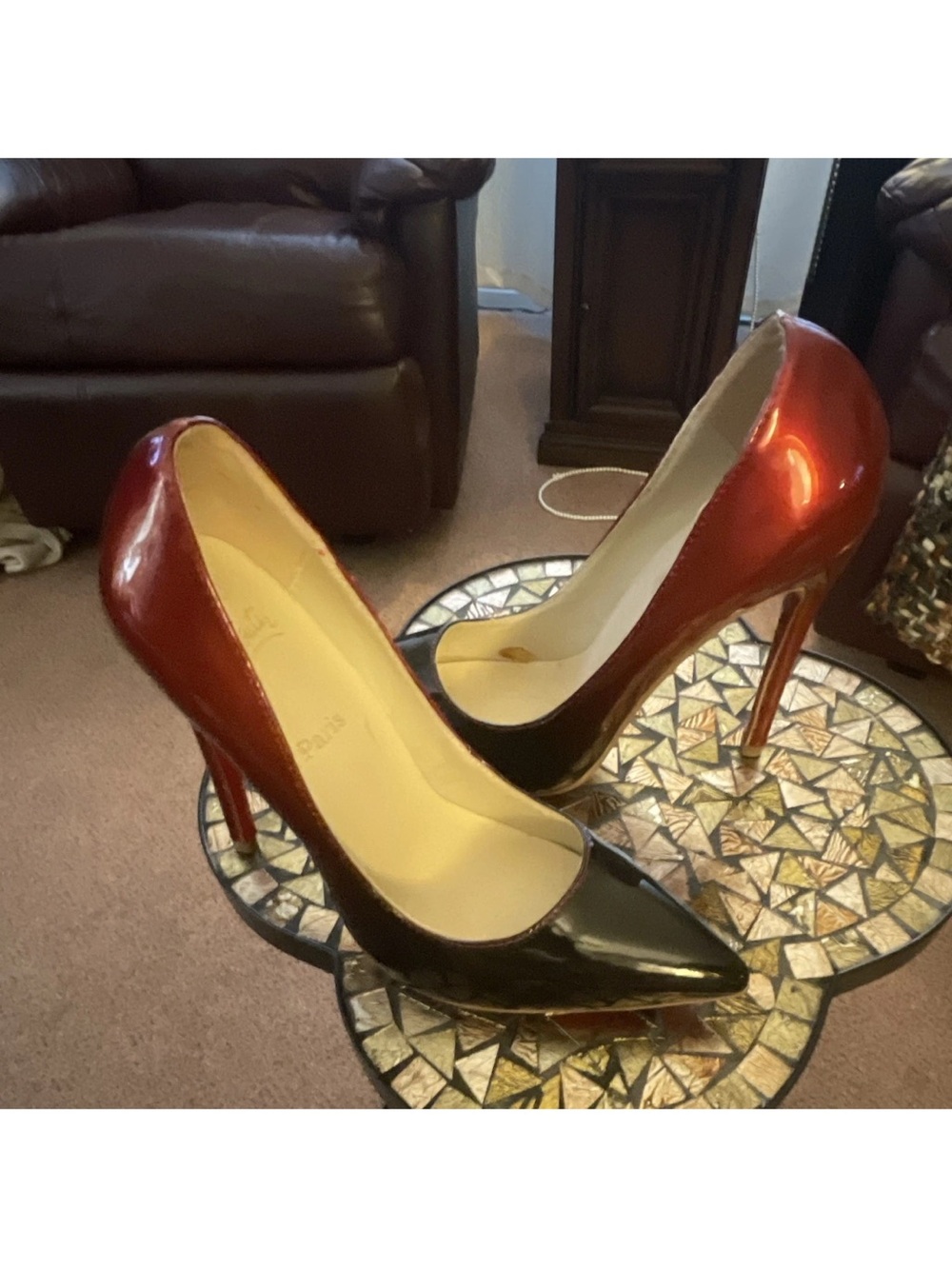 Red and Black Patent Pointed-Toe Stiletto Pumps ChristianLounoutin
